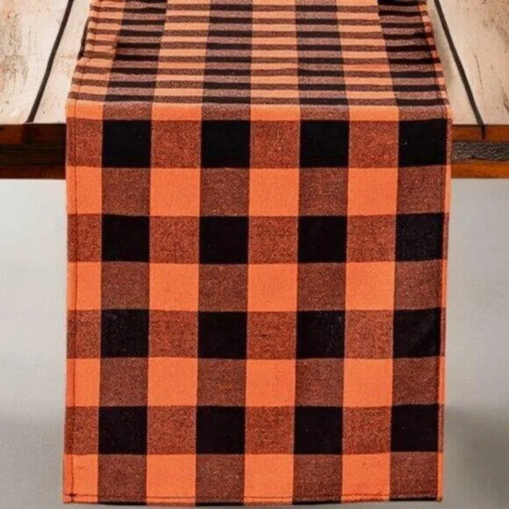 Fall Table Runner Plaid Decorative Halloween Decor Thanksgiving Decoration 120
